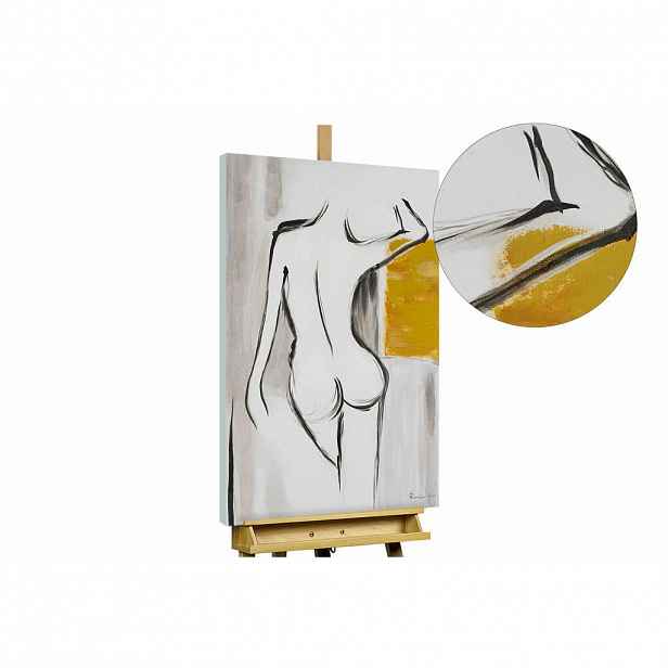 KUNSTLOFT RUČNĚ MALOVANÝ AKRYLOVÝ OBRAZ ČERNÝ/BÍLÝ, 60/90 CM