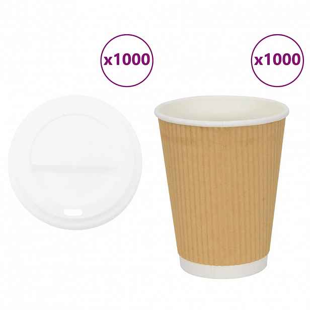 vidaXL Papírové kelímky na kávu s víčky 1000 pcs 12oz 300ml