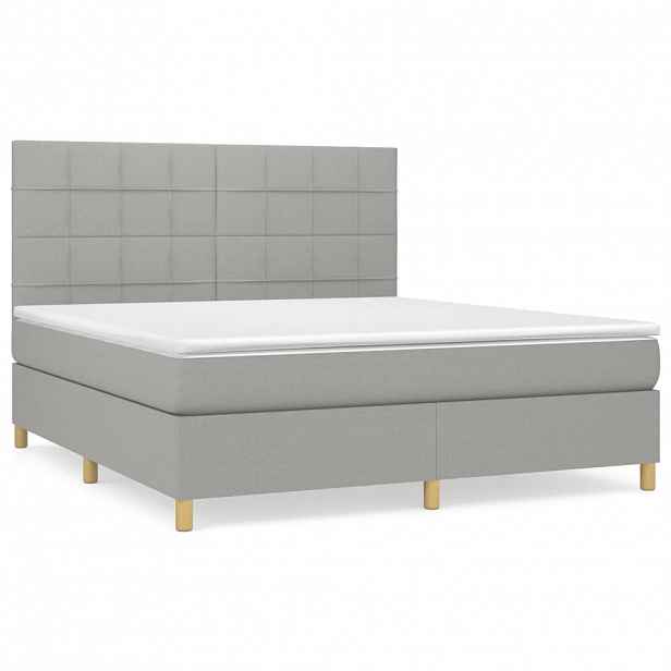 vidaXL Box spring postel s matrací světle šedá 180 x 200 cm textil