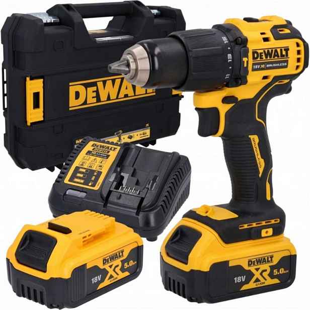 DeWALT - 18V AKU vrtačka s příklepem, 2x aku 5,0 Ah Li-Ion XR, nabíječka DCD709P2T