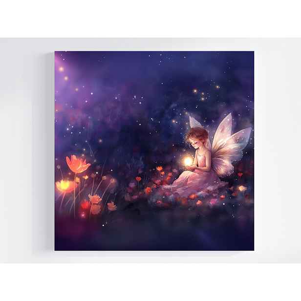 Obraz Na Plátně Canvas Děti Dívka Víla Motýl Květiny Kouzla 50x50
