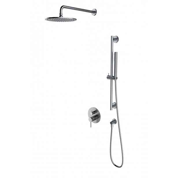 OMNIRES Y - Sprchový set s baterií pod omítku, s tělesem, průměr 25 cm, kartáčovaný nikl SYSY47NI