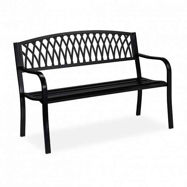 Relaxdays LAVICE Černá zahradní kovová pro 2 osoby 127 cm