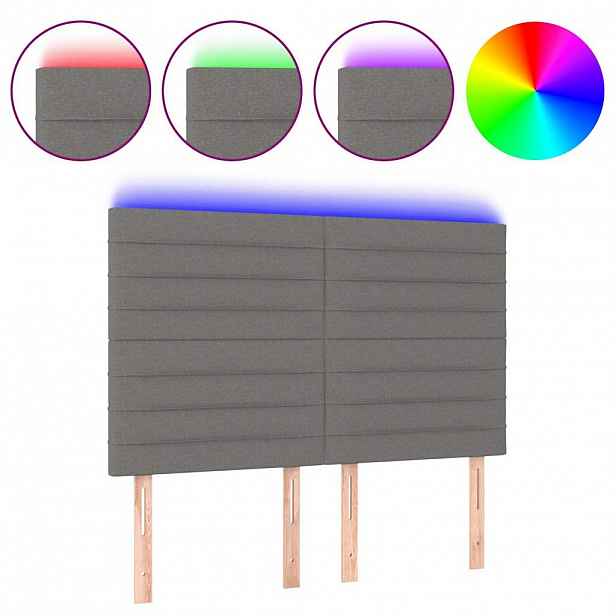 vidaXL Čelo postele s LED tmavě šedé 144x5x118/128 cm textil