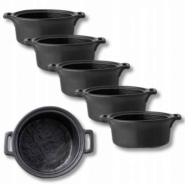 Omáčník miska na dip s držadly Wilmax 10,5 x 3,7 cm, černá, porcelánová