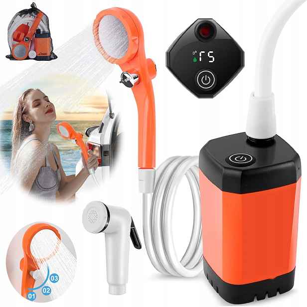 Přenosná Elektrická Sprcha Turistická Akumulátor Vodotěsná 4 Režimy