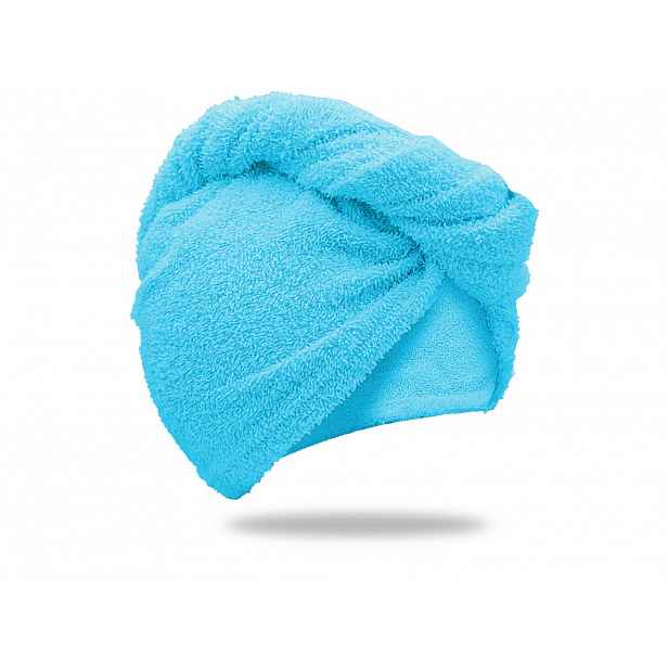 Rychleschnoucí froté turban na vlasy tyrkysový, 100% bavlna