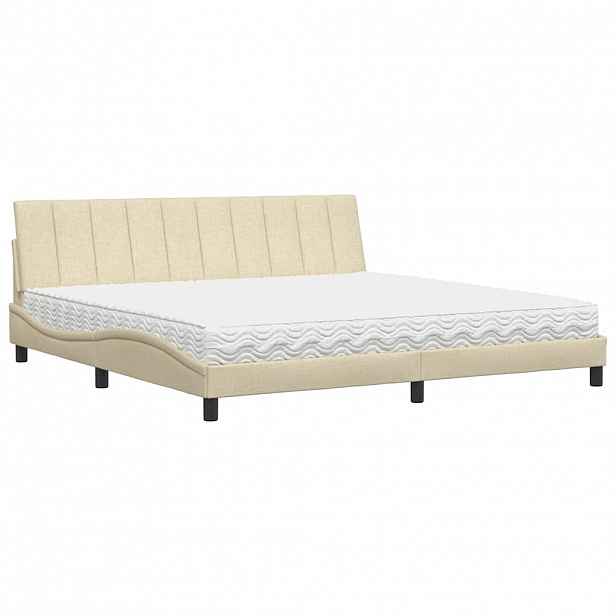 vidaXL Postel s matrací Hanko krémová 200 x 200 cm textil