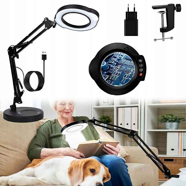 Lupa Se Světlem A Stojanem, Lampa Na Stůl, Led Lampa S Lupou Pro Domácnost