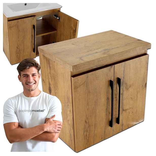 Koupelnová komoda Skříňka 60 cm pod umyvadlo na desku s deskou Loft Dub