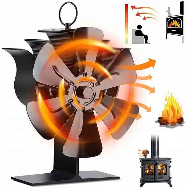 Krbový Ventilátor 6 Čepelí, Tichý Krbový Ventilátor Napájený Teplem