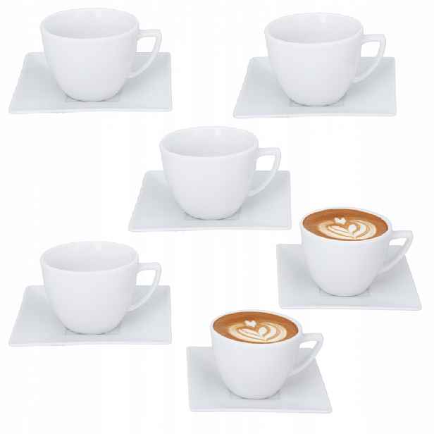 Sada 6 x Šálek bílý Classic Lubiana 280 ml s podšálkem 15 cm