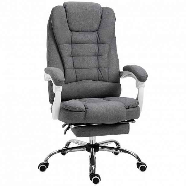 SHOPENTRA OTOČNÁ židle šedá, skládací opěrka nohou, naklápěcí, ergonomická