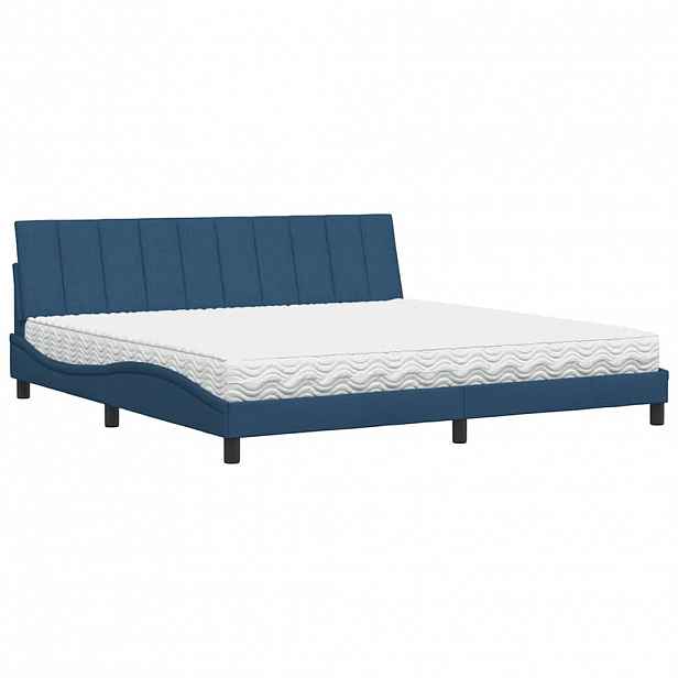 vidaXL Postel s matrací Hanko modrá 200 x 200 cm textil