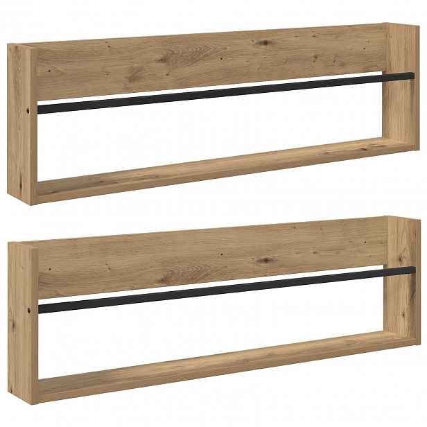 vidaXL Regál na časopisy s policí 2 ks Artisanový dub 100 x 12 x 30 cm