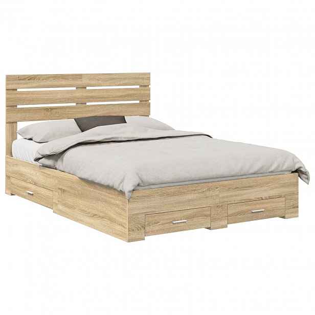 vidaXL Rám postele s čelo Sonoma dub 150 x 200 cm Kompozitní dřevo