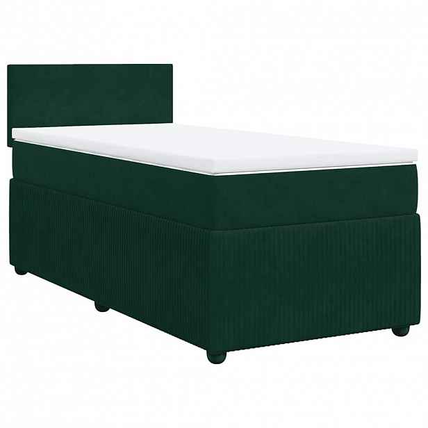 vidaXL Box spring postel s matrací tmavě zelená 80 x 200 cm samet