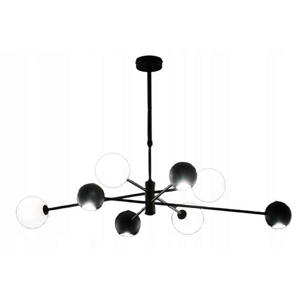 Lustr Moka Černý Bílý Skleněné Stínidla 4xG9 4xGU10 Závěsná lampa Pokoj