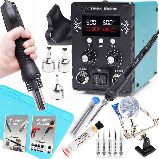 Pájecí Stanice Techrebal 2V1 Hot Air Pájecí Pero Set Podložka Cín