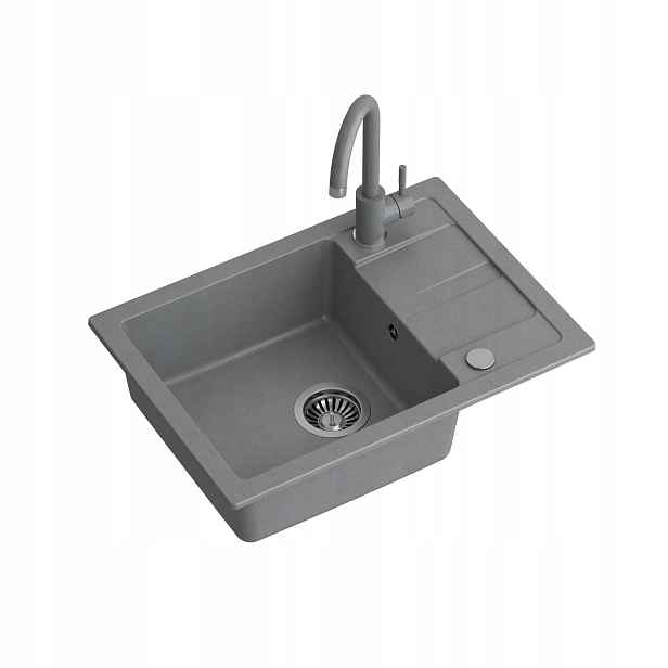 Quadron Go-Smart Granit Jednokomorový dřez 62x44 cm Sada Šedá