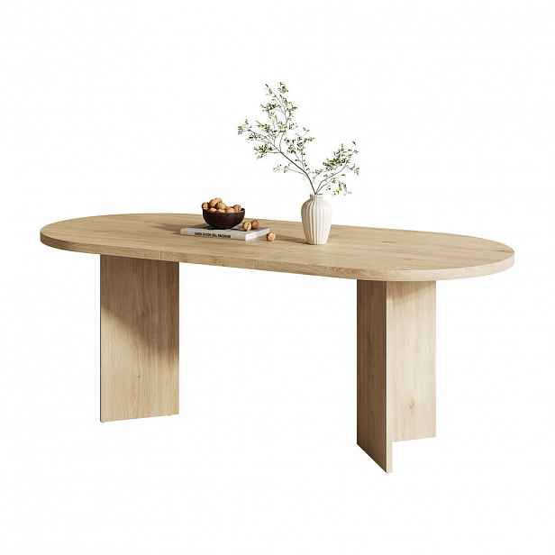 STILVORA JÍDELNÍ STŮL v barvě dubu se zaoblenými rohy a zesílenou deskou do jídelny a obývacího pokoje, 160×80×75 cm