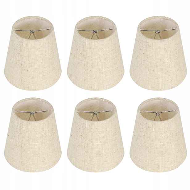 Stínidlo Pro Stojací Lampu Kužel 14 CM E14 Světle Béžová Zlaté Částečky 6 Ks