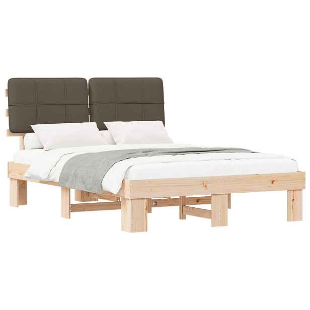 vidaXL Rám postele s čalouněným čelem Přírodní a taupe 140 x 200 cm
