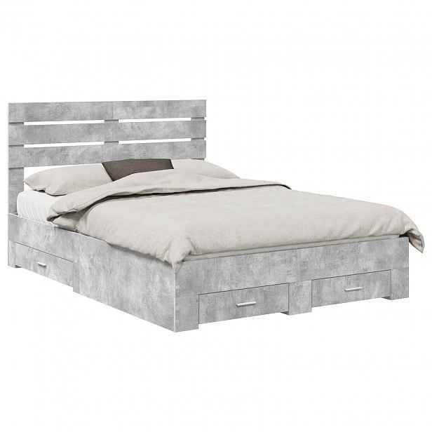 vidaXL Rám postele s čelo Betonově šedá 150 x 200 cm Kompozitní dřevo