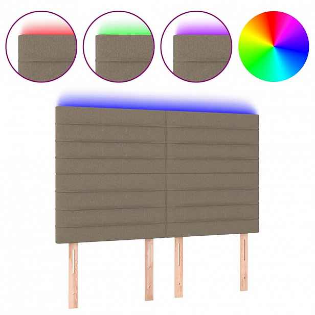 vidaXL Čelo postele s LED taupe 144x5x118/128 cm textil