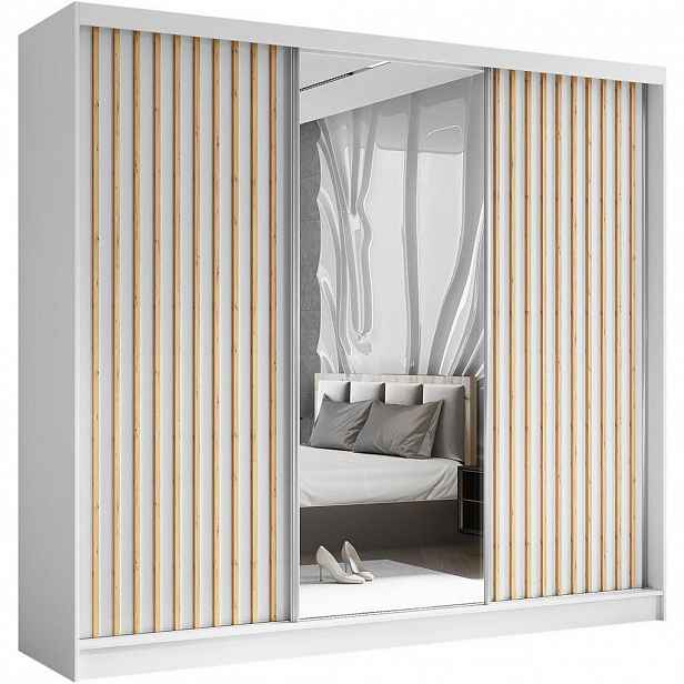 Beautysofa SKŘÍŇ s posuvnými dveřmi Helix 240/216/61 bílá + dub Artisan