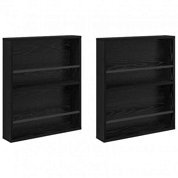 vidaXL Regál na časopisy s policí 2 ks Černý dub 60 x 12 x 70 cm