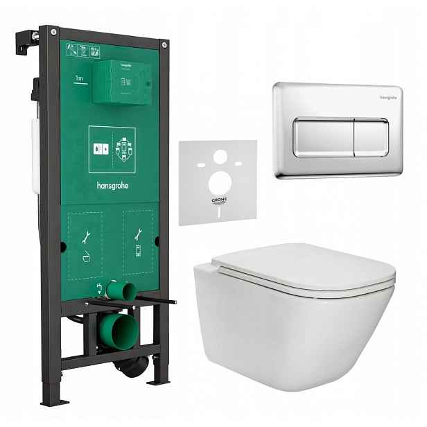 7v1 Wc Set Stelaz Hansgrohe iFrame Wc mísa Rim Roca Gap+TLAČÍTKO