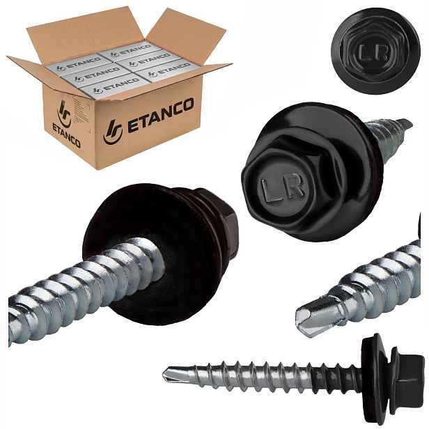 Farmářské vruty 4,8x35 mm Ral 9005 1500ks plechové vruty Etanco GTF2 Z14