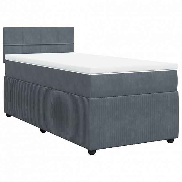 vidaXL Box spring postel s matrací tmavě šedá 80 x 200 cm samet