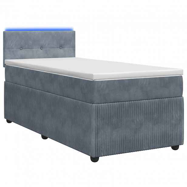 vidaXL Postel boxspring s matrací s čelo Tmavě šedá 90 x 200 cm Samet