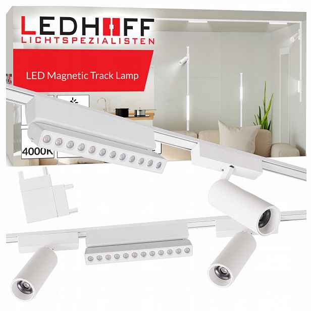 Magnetické kolejnicové osvětlení Szyna bílá 2 m 5 x Led reflektorová lampa Spot