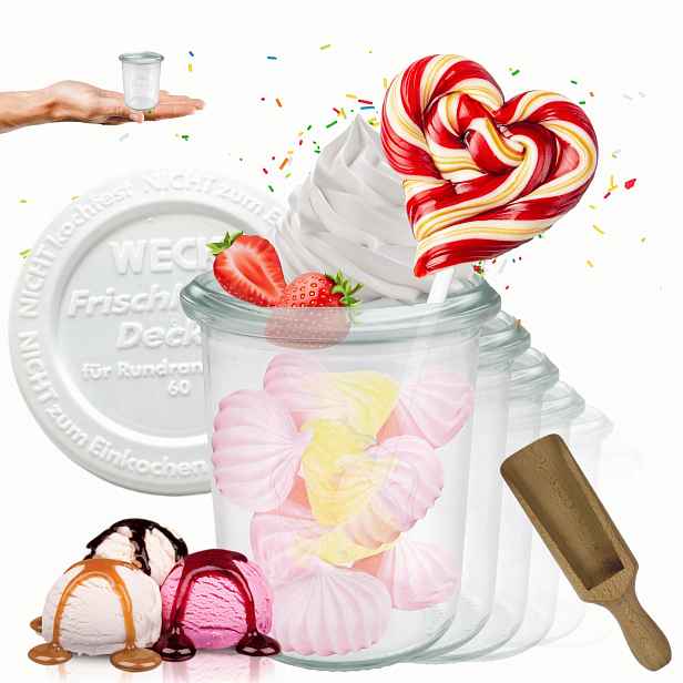 Sklenice Weck 160 Ml zavařeniny Mold žáruvzdorné plastové víko Odměrka 12 Ks