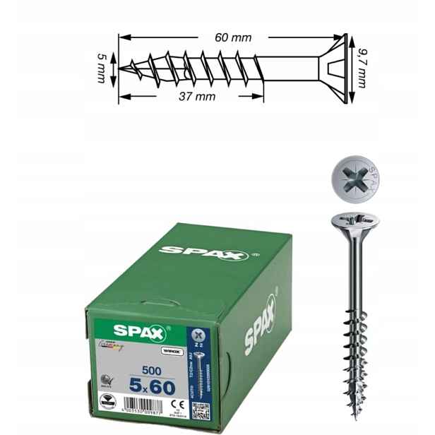 Univerzální šroub do dřeva spax 5 x 60 mm Wirox Tg 500 ks