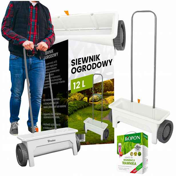 Zahradní Secí Stroj 12 L pro Semena Tráva Hnojivo Set