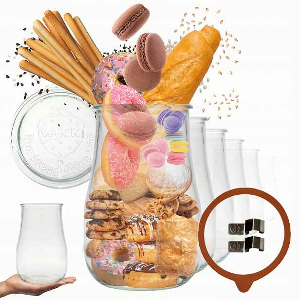 Sklenice Weck 1750 ml 1,75 l váza Tulip žáruvzdorné spony víko gumička 12 Ks