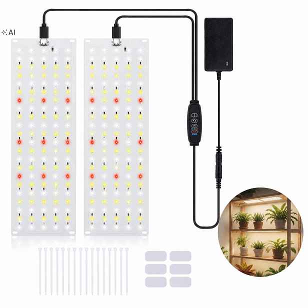 Led Lampa Pro Pěstování Rostlin S Plným Spektrem, Časovač 135 Diod, 4 Panely