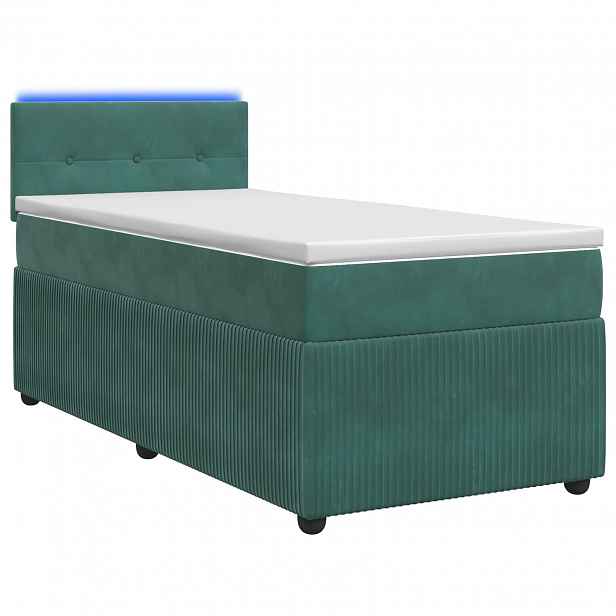 vidaXL Postel boxspring s matrací Tmavě zelená 90 x 200 cm Samet