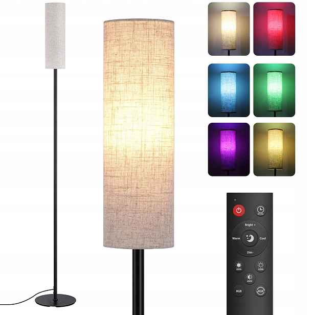 Podlahová Stojací Lampa Rgb Led E27 Stínidlo Obývací Pokoj Ložnice Pokoj Hol 172 CM