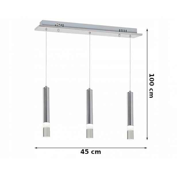 Závěsná lampa Ice 3 bodová 15W Led stříbrná, moderní do obývacího pokoje