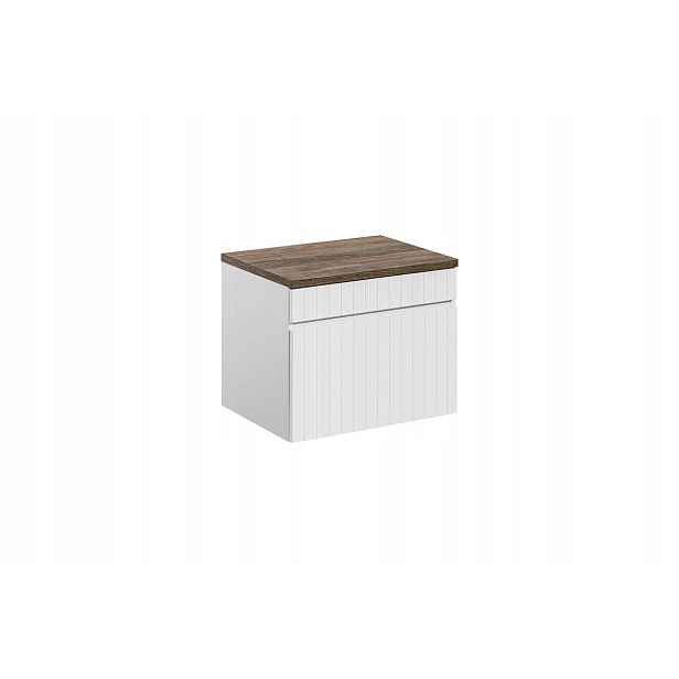 Závěsná skříňka Iconic s deskou 60 cm bílá/dub santa fe vintage