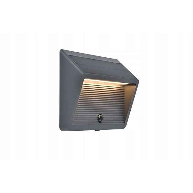 Lutec Linko Solární Led nástěnné svítidlo 11.5W s pohybovým senzorem IP54, šedé