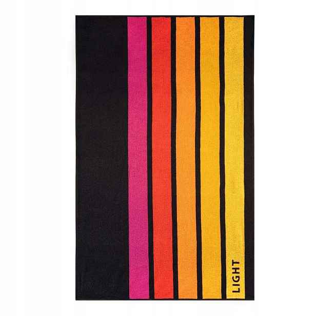 Plážový ručník 100x160 Light černý, vícebarevný, bavlněné froté pruhy