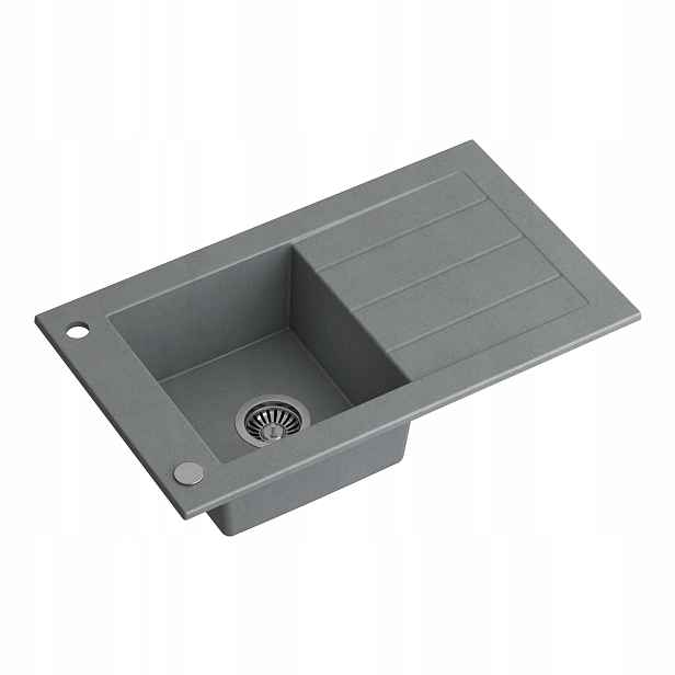 myQ Dřez myGranite Delhi 11 kuchyňský jednokomorový šedý 77,2x46