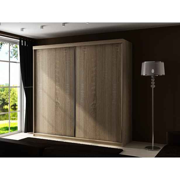 Šatní skříň 200 cm s modrým LED osvětlením ELVIRA 6 - dub sonoma