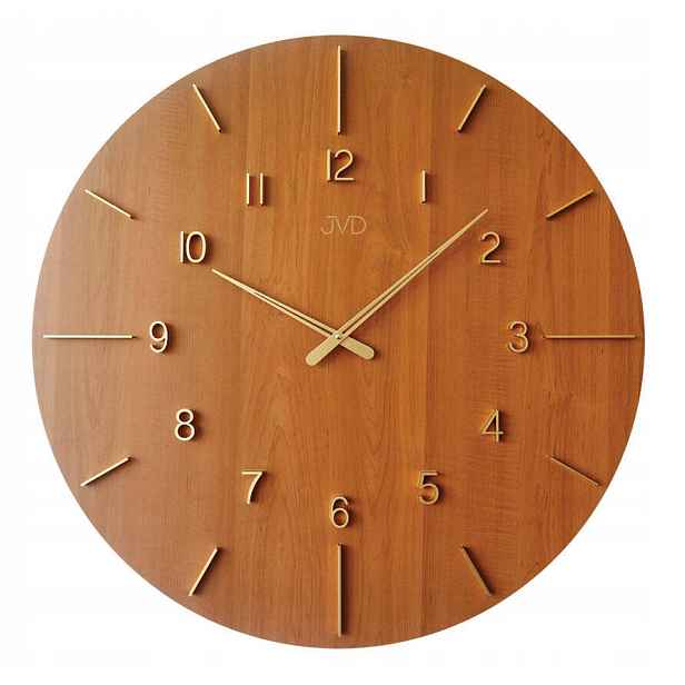 Elegantní Dřevěné Hnědé Nástěnné Hodiny Jvd HC701.1 70 cm Zlaté Ručičky